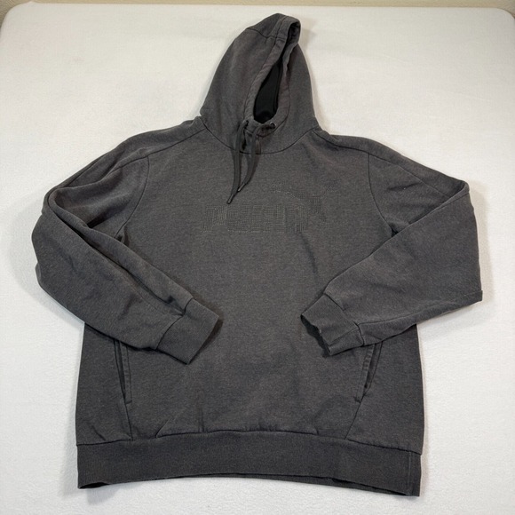 PUMA Men's‎ Hoodie Sweatshirt Embossed Logo Gray Large L Pullover Gym - Picture 1 of 7